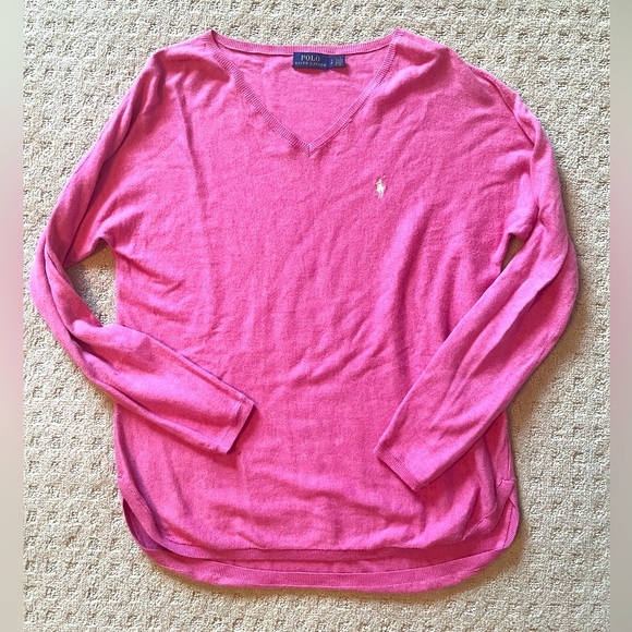 Polo Ralph Lauren Sweaters - Polo Ralph Lauren V-Neck Pink Sweater size Small